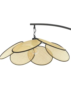 Clearance Beliani Lampada da pavimento MERRICA Metallo Nero Beige Naturale Nero