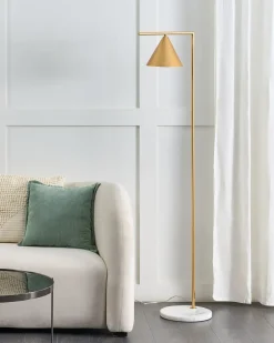 Beliani Lampada da pavimento MOCAL Metallo Oro Bianco Oro
