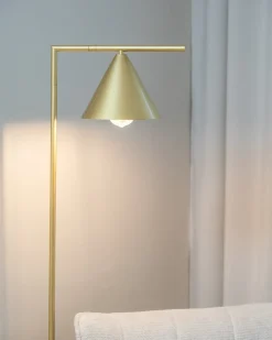 Beliani Lampada da pavimento MOCAL Metallo Oro Bianco Oro
