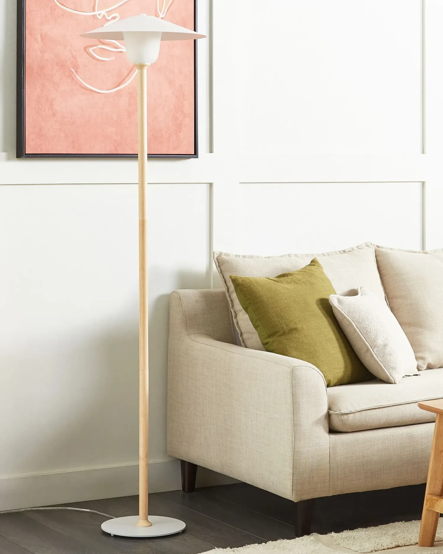 Best Beliani Lampada da pavimento MOPPY Legno di quercia Bianco Bianco Marrone