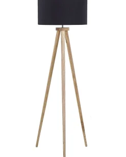 Discount Beliani Lampada da pavimento NITRA Legno di quercia Nero Marrone Nero