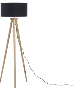 Discount Beliani Lampada da pavimento NITRA Legno di quercia Nero Marrone Nero