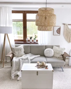 Hot Beliani Lampada da pavimento NITRA Legno di quercia Bianco Bianco Marrone