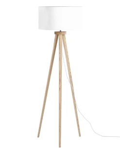 Hot Beliani Lampada da pavimento NITRA Legno di quercia Bianco Bianco Marrone