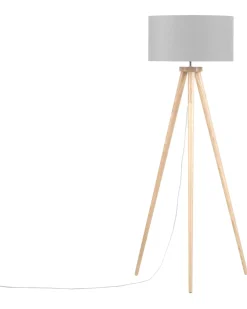 Online Beliani Lampada da pavimento NITRA Legno di quercia Grigio Marrone Grigio