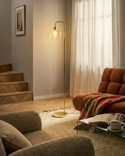 Clearance Beliani Lampada da pavimento OKAVANGO Metallo Oro Oro Trasparente