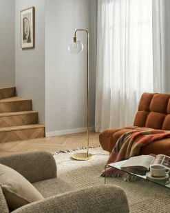 Clearance Beliani Lampada da pavimento OKAVANGO Metallo Oro Oro Trasparente