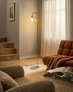 Clearance Beliani Lampada da pavimento OKAVANGO Metallo Argento Argento Trasparente