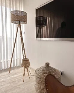 Beliani Lampada da pavimento PENTON Rattan Naturale