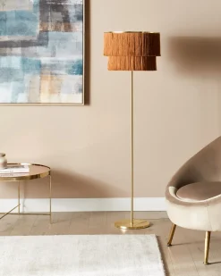 Hot Beliani Lampada da pavimento PERISTERI Metallo Marrone Oro Marrone