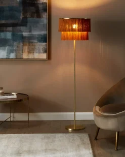 Hot Beliani Lampada da pavimento PERISTERI Metallo Marrone Oro Marrone