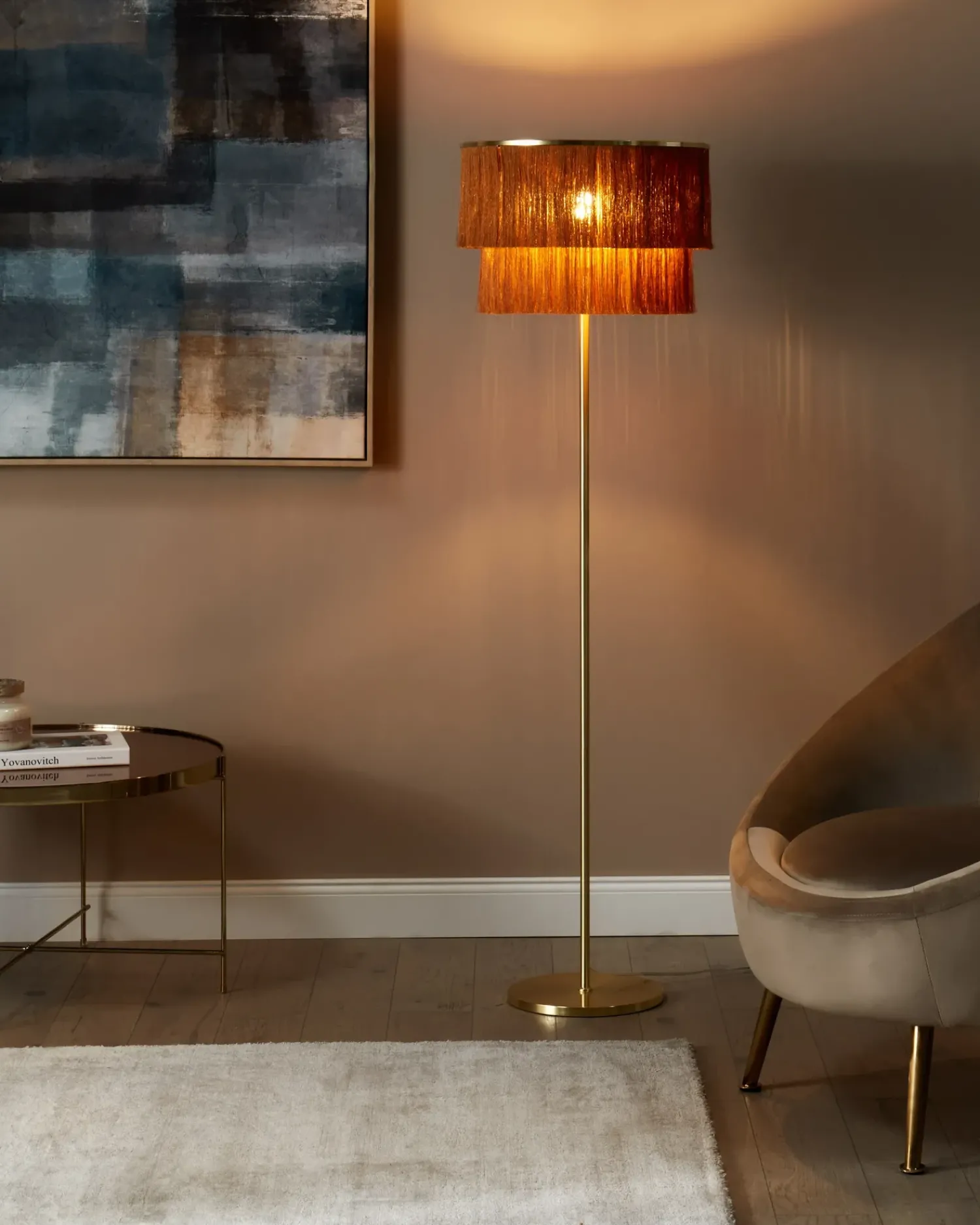Hot Beliani Lampada da pavimento PERISTERI Metallo Marrone Oro Marrone