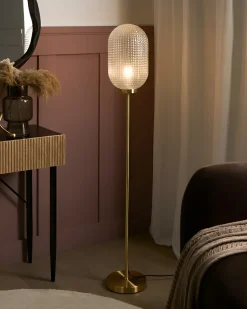 Hot Beliani Lampada da pavimento PORTERO Metallo Oro