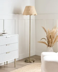 Discount Beliani Lampada da pavimento SALM Rattan Naturale Naturale Ottone