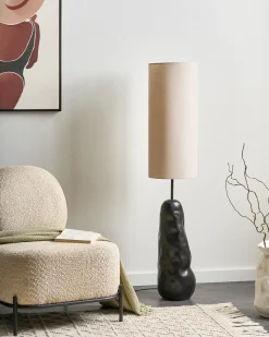 Clearance Beliani Lampada da pavimento SELB Ceramica Nero Beige Nero