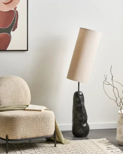 Clearance Beliani Lampada da pavimento SELB Ceramica Nero Beige Nero