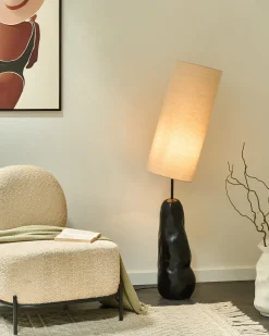 Clearance Beliani Lampada da pavimento SELB Ceramica Nero Beige Nero