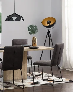 Sale Beliani Lampada da pavimento THAMES Metallo Nero Oro Nero