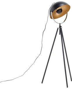 Sale Beliani Lampada da pavimento THAMES Metallo Nero Oro Nero