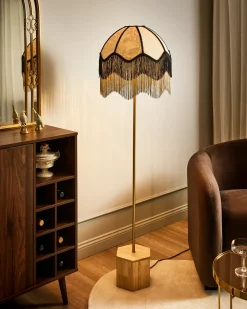 Discount Beliani Lampada da pavimento UMGUZA Metallo Oro Naturale Nero