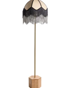 Discount Beliani Lampada da pavimento UMGUZA Metallo Oro Naturale Nero