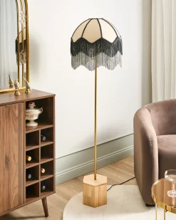 Discount Beliani Lampada da pavimento UMGUZA Metallo Oro Naturale Nero