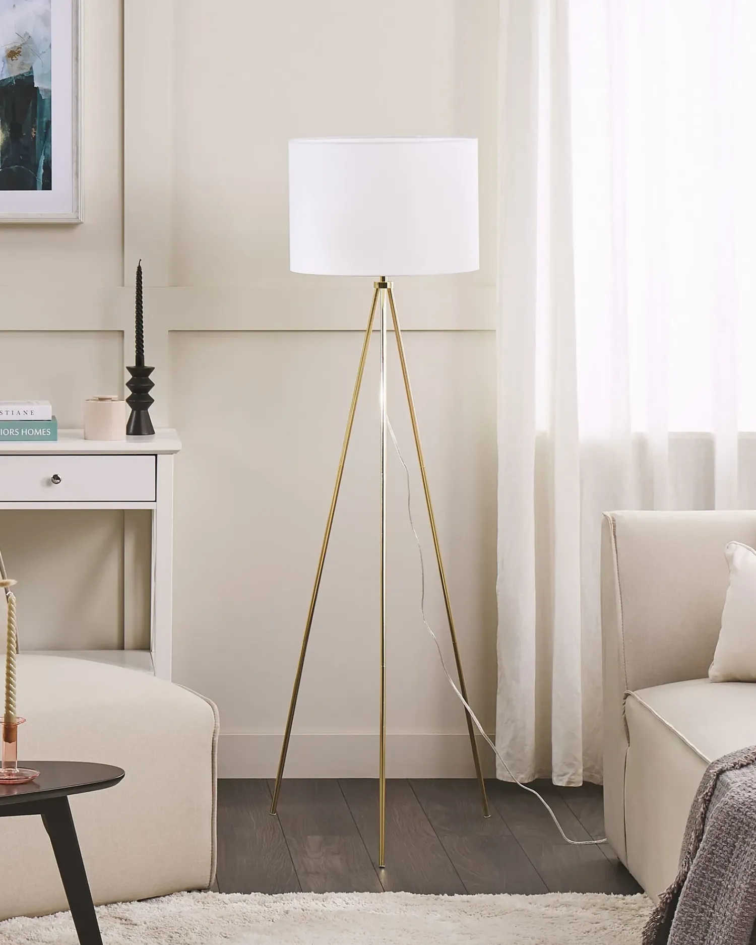 Online Beliani Lampada da pavimento VISTULA Metallo Oro Bianco Oro