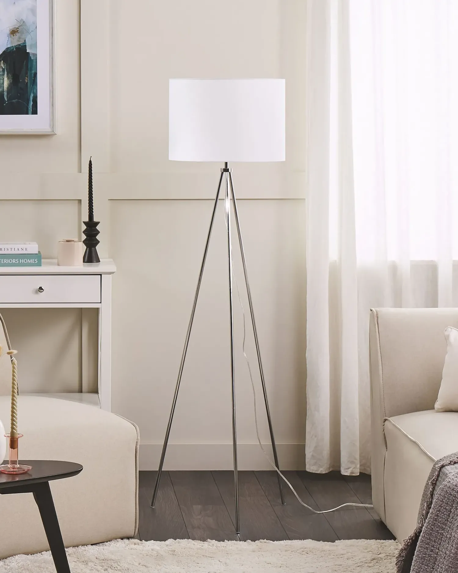 Sale Beliani Lampada da pavimento VISTULA Metallo Argento Bianco Argento