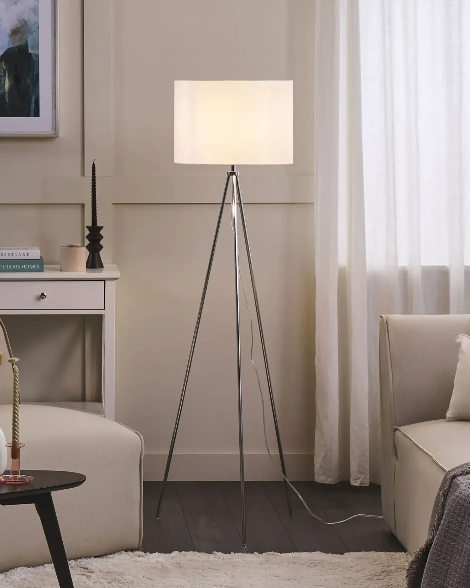 Sale Beliani Lampada da pavimento VISTULA Metallo Argento Bianco Argento