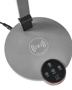 New Beliani Lampada da scrivania a LED CAROY con Caricatore wireless Grigio