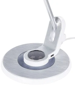 Hot Beliani Lampada da scrivania a LED CORVUS con dimmer Metallo Bianco/Argento Bianco Argento