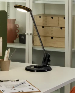 Outlet Beliani Lampada da scrivania a LED CORVUS con dimmer Metallo Nero Argento Nero