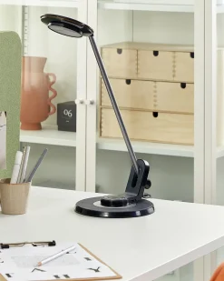 Outlet Beliani Lampada da scrivania a LED CORVUS con dimmer Metallo Nero Argento Nero