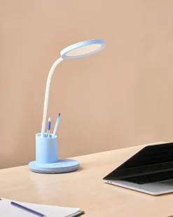 Sale Beliani Lampada da scrivania a LED VELA con dimmer Blu Bianco Blu