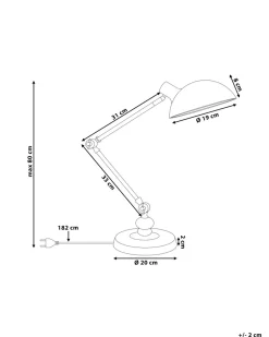 New Beliani Lampada da scrivania MERAMEC Regolabile Metallo Nero Argento Nero