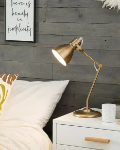 Hot Beliani Lampada da scrivania MONSAN Regolabile Metallo Ottone Bianco Ottone