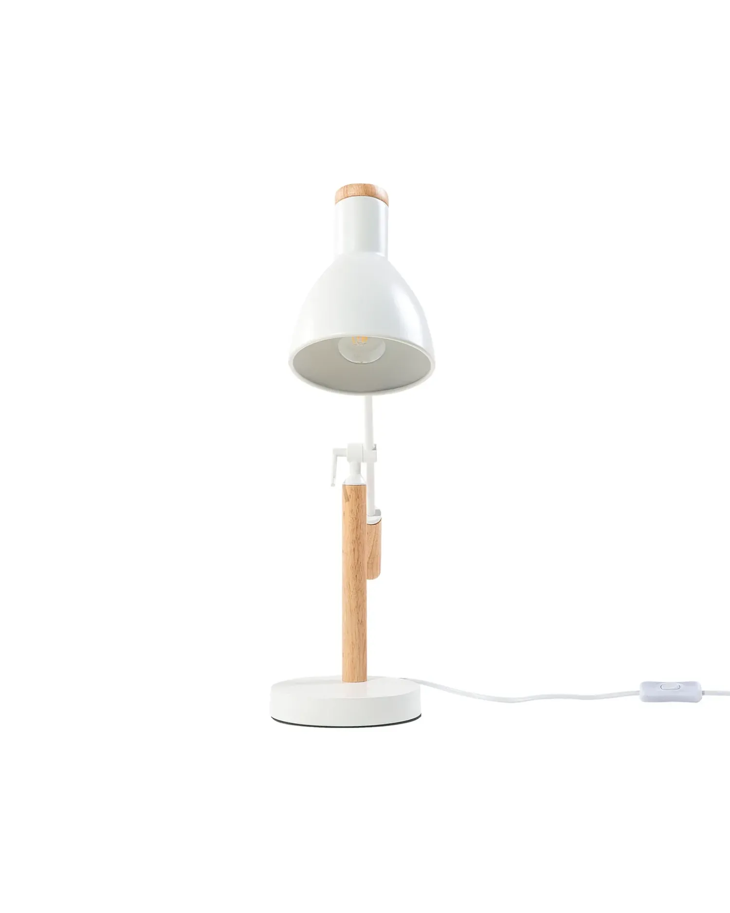 Hot Beliani Lampada da scrivania PECKOS Regolabile Metallo Bianco Bianco Marrone