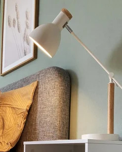 Hot Beliani Lampada da scrivania PECKOS Regolabile Metallo Bianco Bianco Marrone