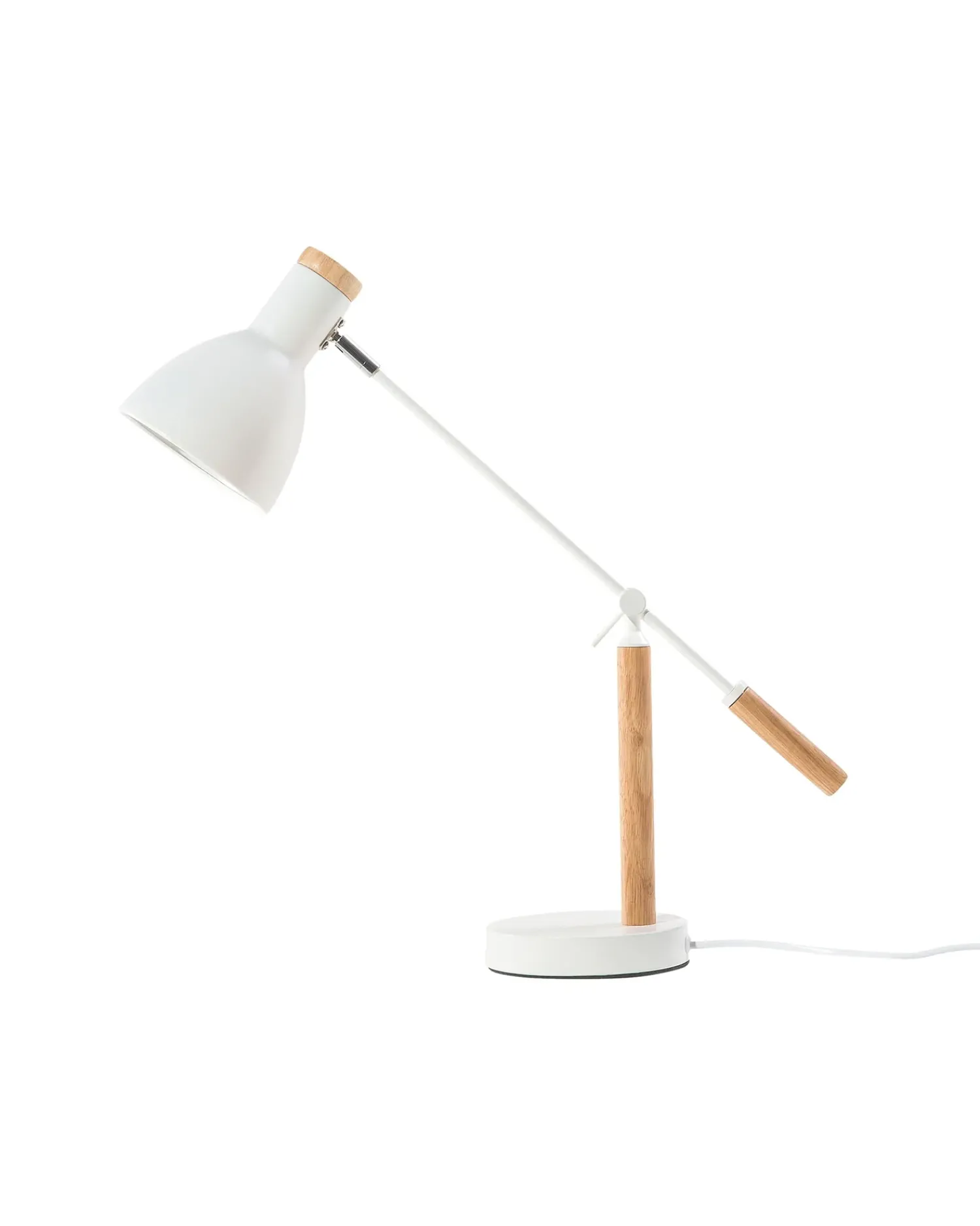 Hot Beliani Lampada da scrivania PECKOS Regolabile Metallo Bianco Bianco Marrone