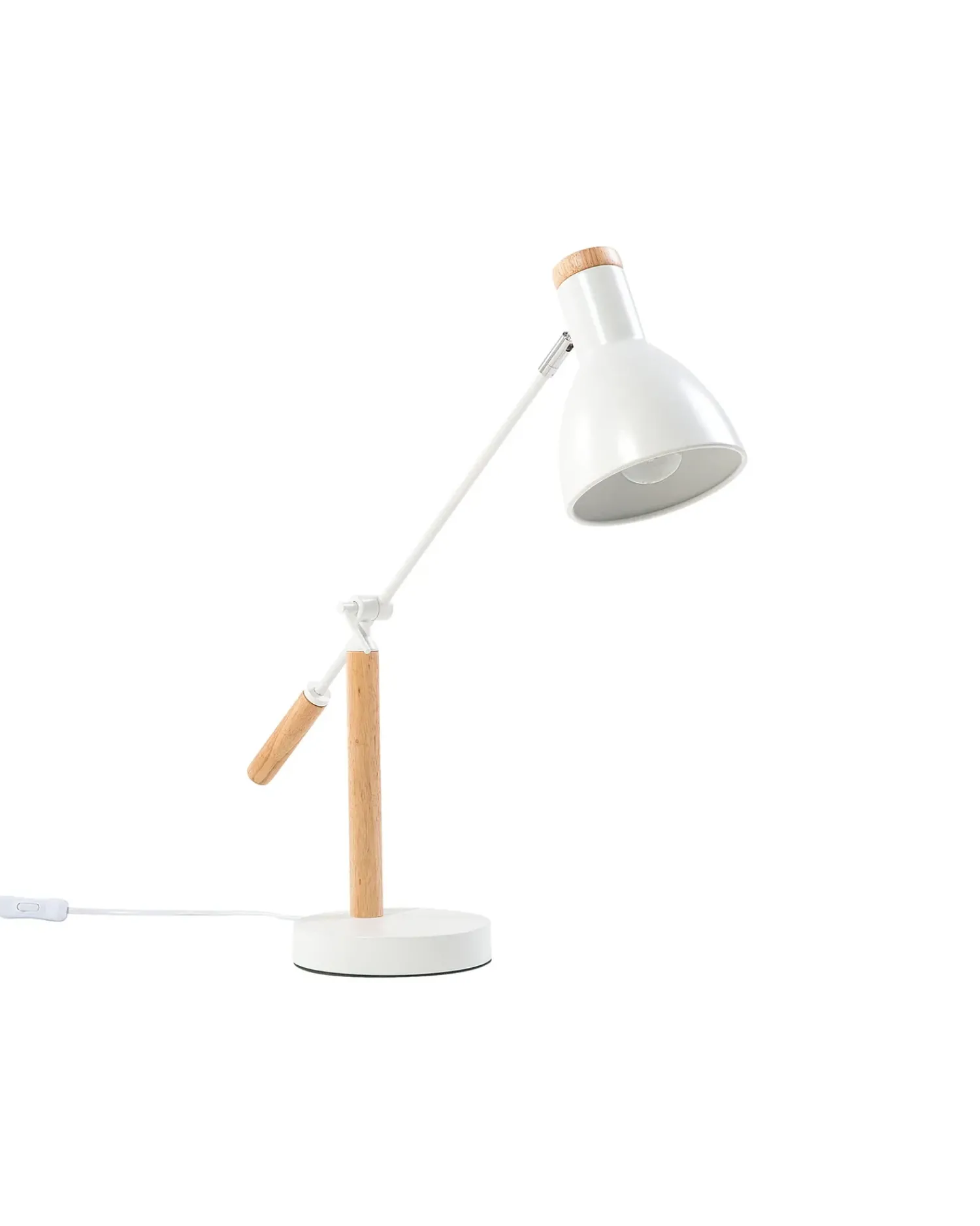 Hot Beliani Lampada da scrivania PECKOS Regolabile Metallo Bianco Bianco Marrone