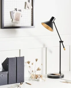 Beliani Lampada da scrivania PINKEEN Metallo Nero Nero Oro