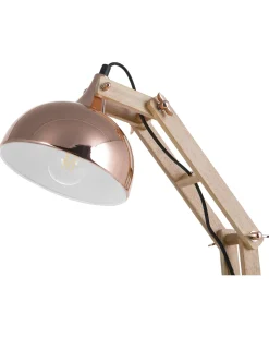 Hot Beliani Lampada da scrivania SALADO Regolabile Legno Rame Rame Marrone