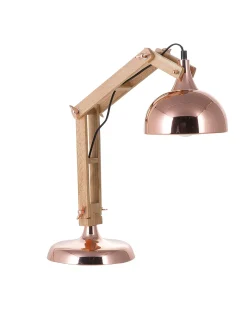 Hot Beliani Lampada da scrivania SALADO Regolabile Legno Rame Rame Marrone