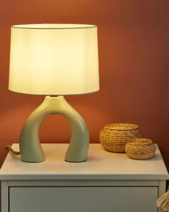Hot Beliani Lampada da tavolo ABBIE Ceramica Verde chiaro Bianco Verde