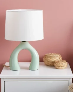 Hot Beliani Lampada da tavolo ABBIE Ceramica Verde chiaro Bianco Verde