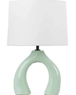 Hot Beliani Lampada da tavolo ABBIE Ceramica Verde chiaro Bianco Verde