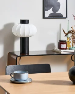 Online Beliani Lampada da tavolo ABENS Legno Nero Bianco Nero