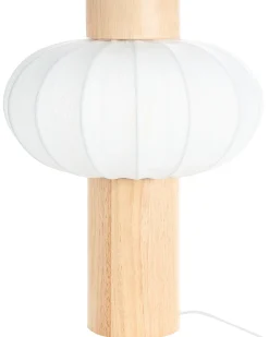 Outlet Beliani Lampada da tavolo ABENS Legno Marrone chiaro Bianco Marrone