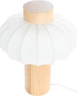 Outlet Beliani Lampada da tavolo ABENS Legno Marrone chiaro Bianco Marrone