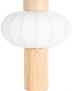 Outlet Beliani Lampada da tavolo ABENS Legno Marrone chiaro Bianco Marrone